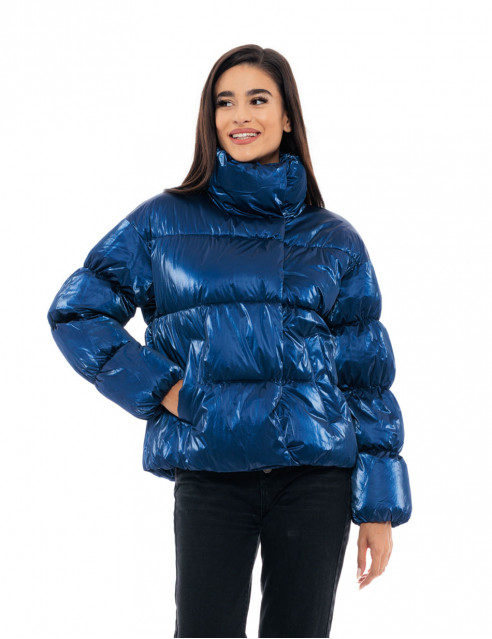 Biston fashion γυναικείο κοντό μπουφάν με ψηλό γιακά