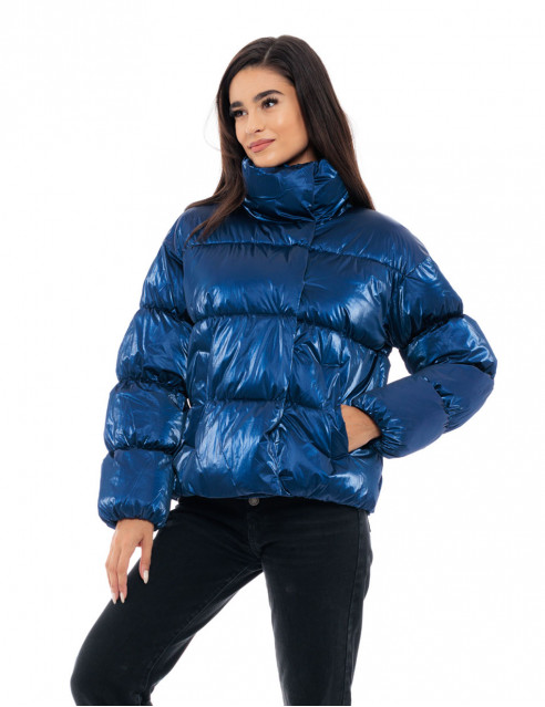 Biston fashion γυναικείο κοντό μπουφάν με ψηλό γιακά
