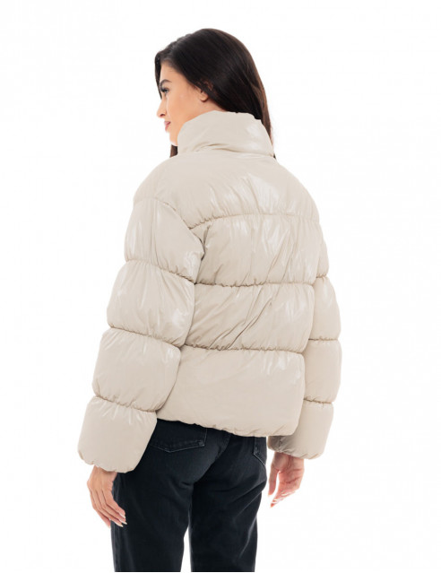 Biston fashion γυναικείο κοντό μπουφάν με ψηλό γιακά