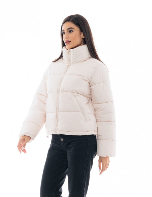 Biston fashion γυναικείο κοντό μπουφάν με ψηλό γιακά