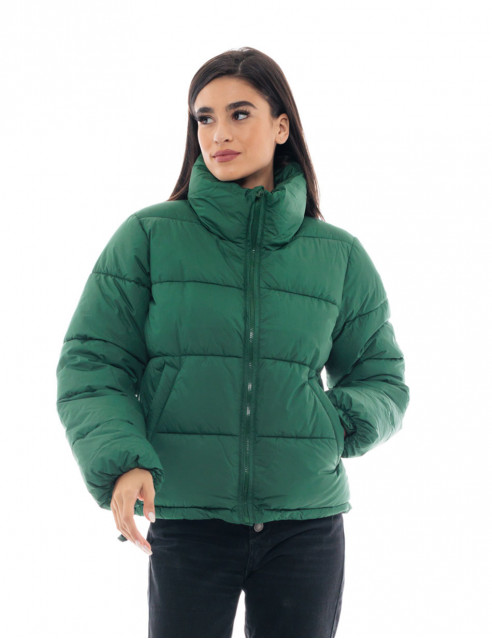 Biston fashion γυναικείο κοντό μπουφάν με ψηλό γιακά