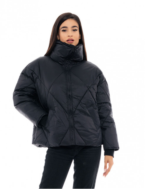 Biston fashion γυναικείο κοντό μπουφάν με γιακά