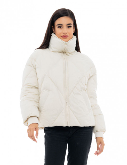 Biston fashion γυναικείο κοντό μπουφάν με γιακά