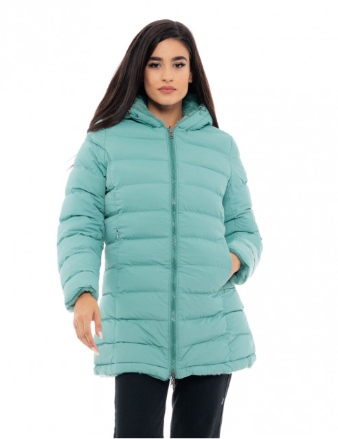 Biston fashion γυναικείο μακρύ μπουφάν 2 όψεων