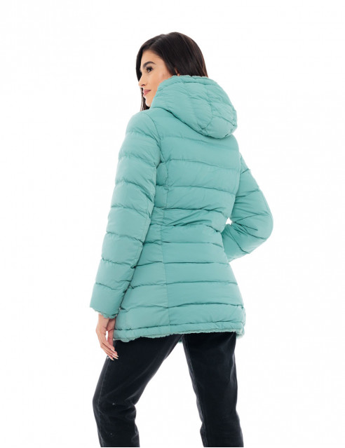 Biston fashion γυναικείο μακρύ μπουφάν 2 όψεων