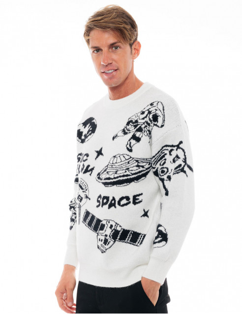 Biston fashion ανδρική πλεκτή μπλούζα με στρογγυλό λαιμό