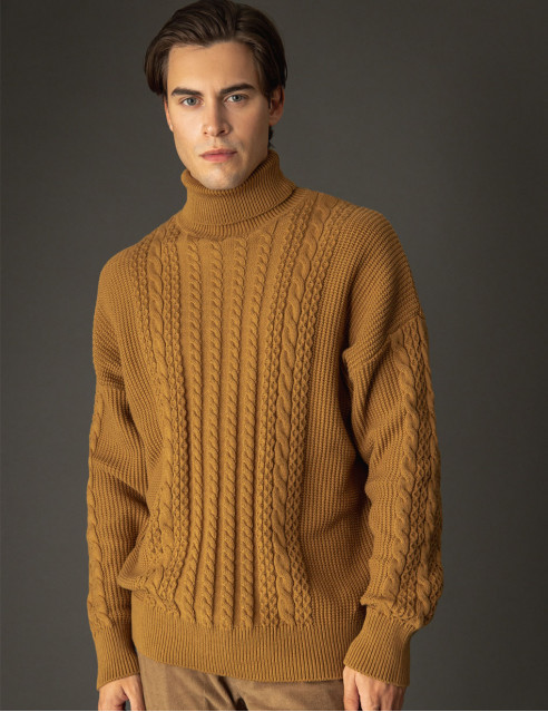 Biston fashion ανδρική πλεκτή μπλούζα με ψηλό γιακά