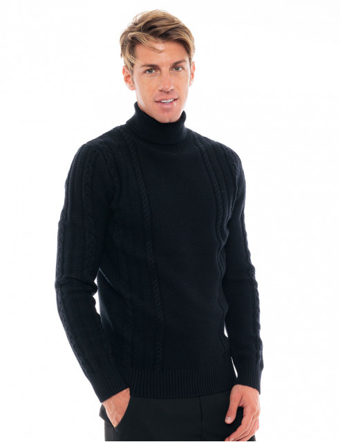 Biston fashion ανδρική πλεκτή μπλούζα με ψηλό γιακά