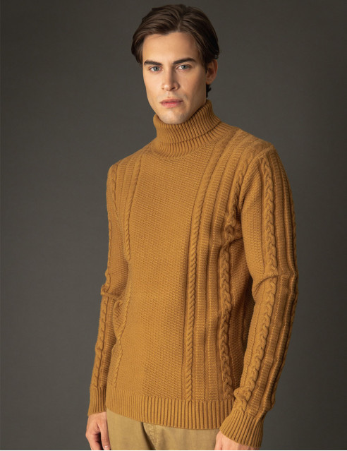 Biston fashion ανδρική πλεκτή μπλούζα με ψηλό γιακά