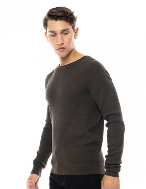 Smart fashion ανδρική πλεκτή μπλούζα με στρογγυλό λαιμό
