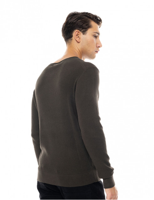 Smart fashion ανδρική πλεκτή μπλούζα με στρογγυλό λαιμό