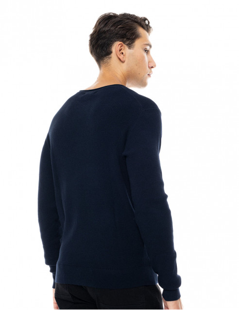 Smart fashion ανδρική πλεκτή μπλούζα με στρογγυλό λαιμό