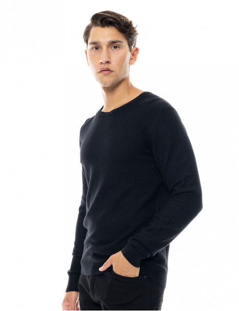 Smart fashion ανδρική πλεκτή μπλούζα με στρογγυλό λαιμό