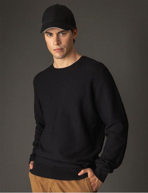 Smart fashion ανδρική πλεκτή μπλούζα με στρογγυλό λαιμό
