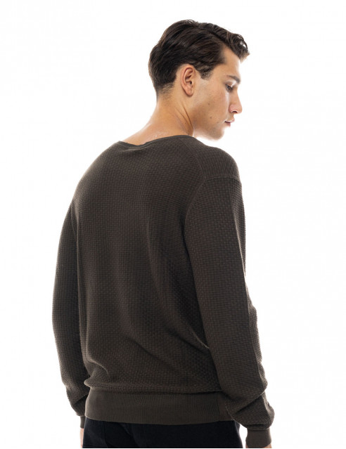Smart fashion ανδρική πλεκτή μπλούζα με στρογγυλό λαιμό