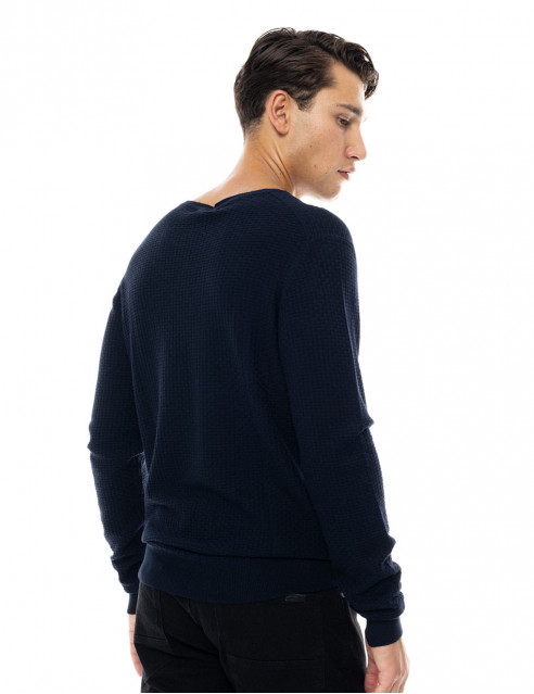Smart fashion ανδρική πλεκτή μπλούζα με στρογγυλό λαιμό