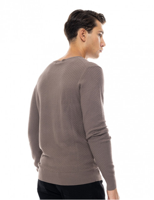 Smart fashion ανδρική πλεκτή μπλούζα με στρογγυλό λαιμό