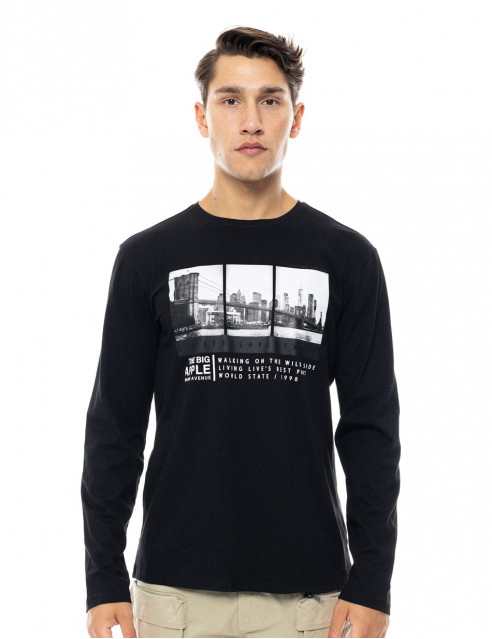 Smart fashion ανδρική μπλούζα με μακρύ μανίκι και τύπωμα