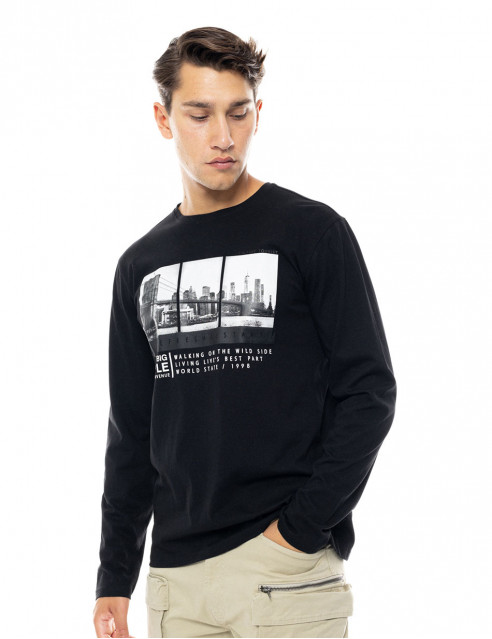 Smart fashion ανδρική μπλούζα με μακρύ μανίκι και τύπωμα