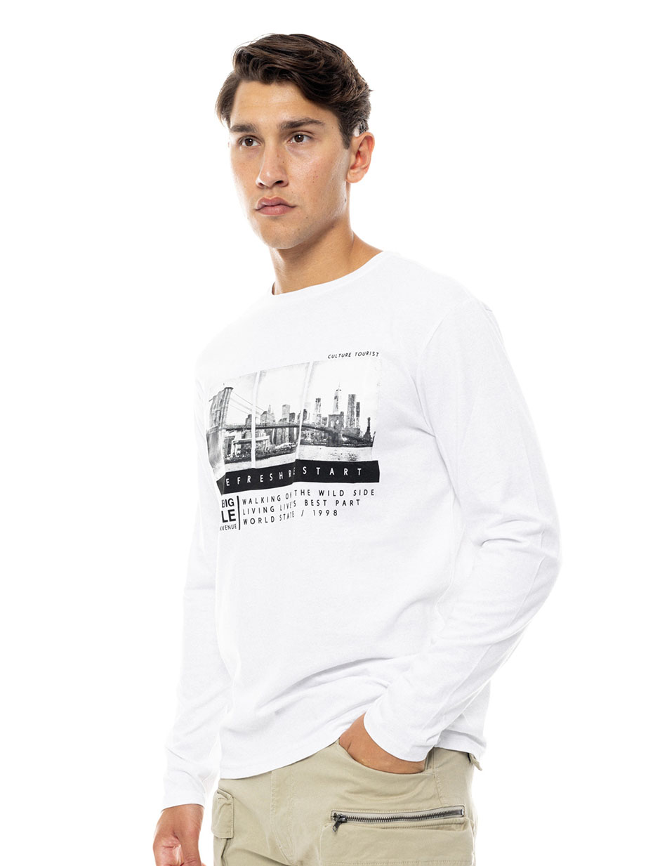 Smart fashion ανδρική μπλούζα με μακρύ μανίκι και τύπωμα