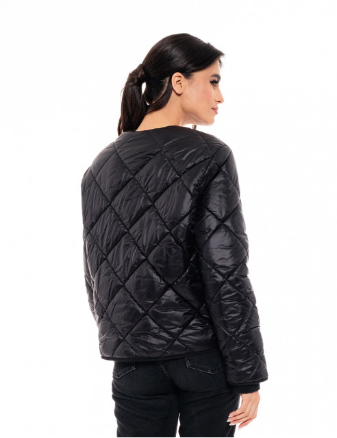 Biston fashion γυναικείο κοντό μπουφάν χωρίς γιακά