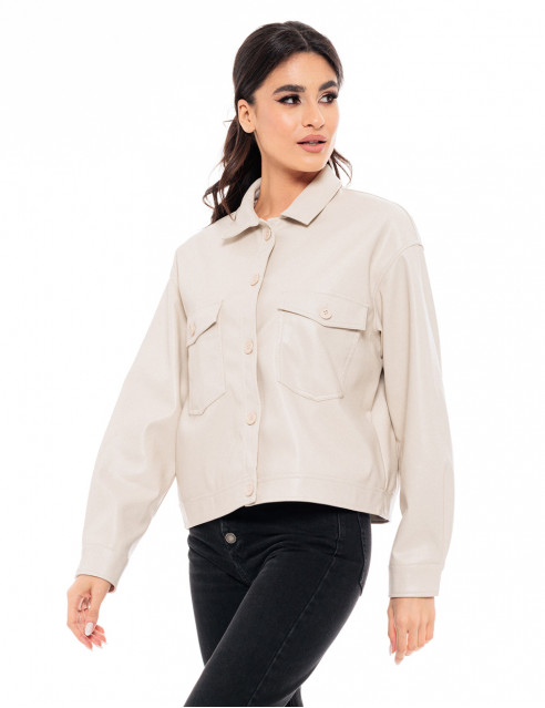 Biston fashion γυναικείο πανωφόρι από συνθετική δερματίνη