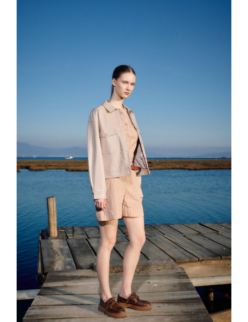 Biston fashion γυναικείο πανωφόρι από συνθετική δερματίνη
