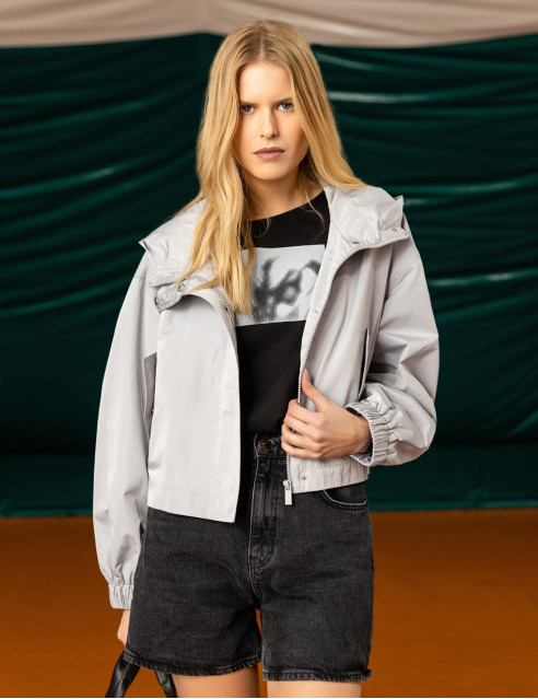 Biston fashion γυναικείο πανωφόρι με κουκούλα