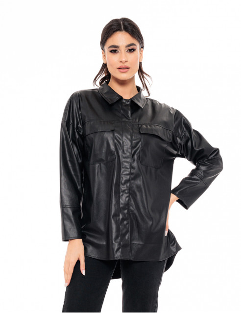 Biston fashion γυναικείο πανωφόρι από δερματίνη