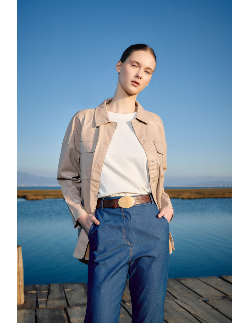 Biston fashion γυναικείο πανωφόρι από δερματίνη