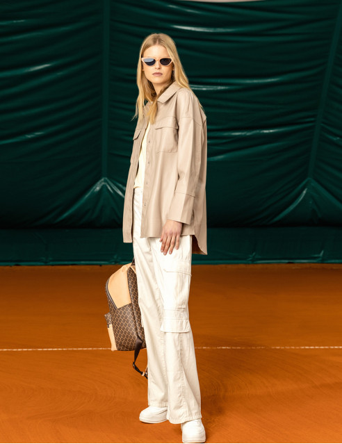 Biston fashion γυναικείο πανωφόρι από δερματίνη
