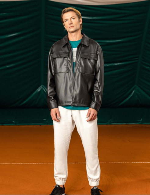 Biston fashion ανδρικό πανωφόρι από δερματίνη
