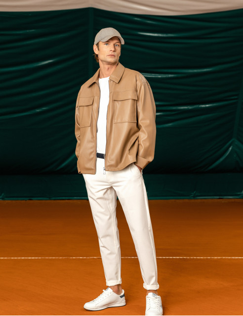 Biston fashion ανδρικό πανωφόρι από δερματίνη