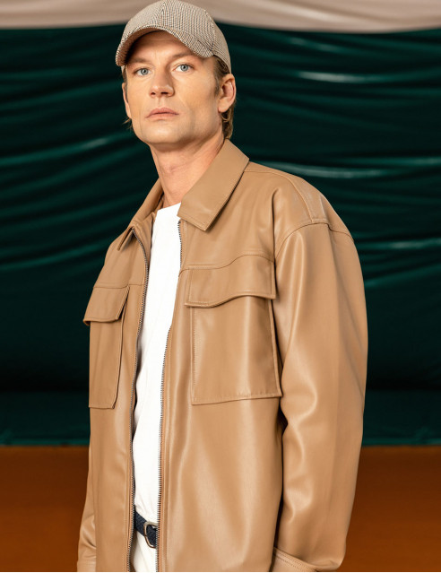 Biston fashion ανδρικό πανωφόρι από δερματίνη