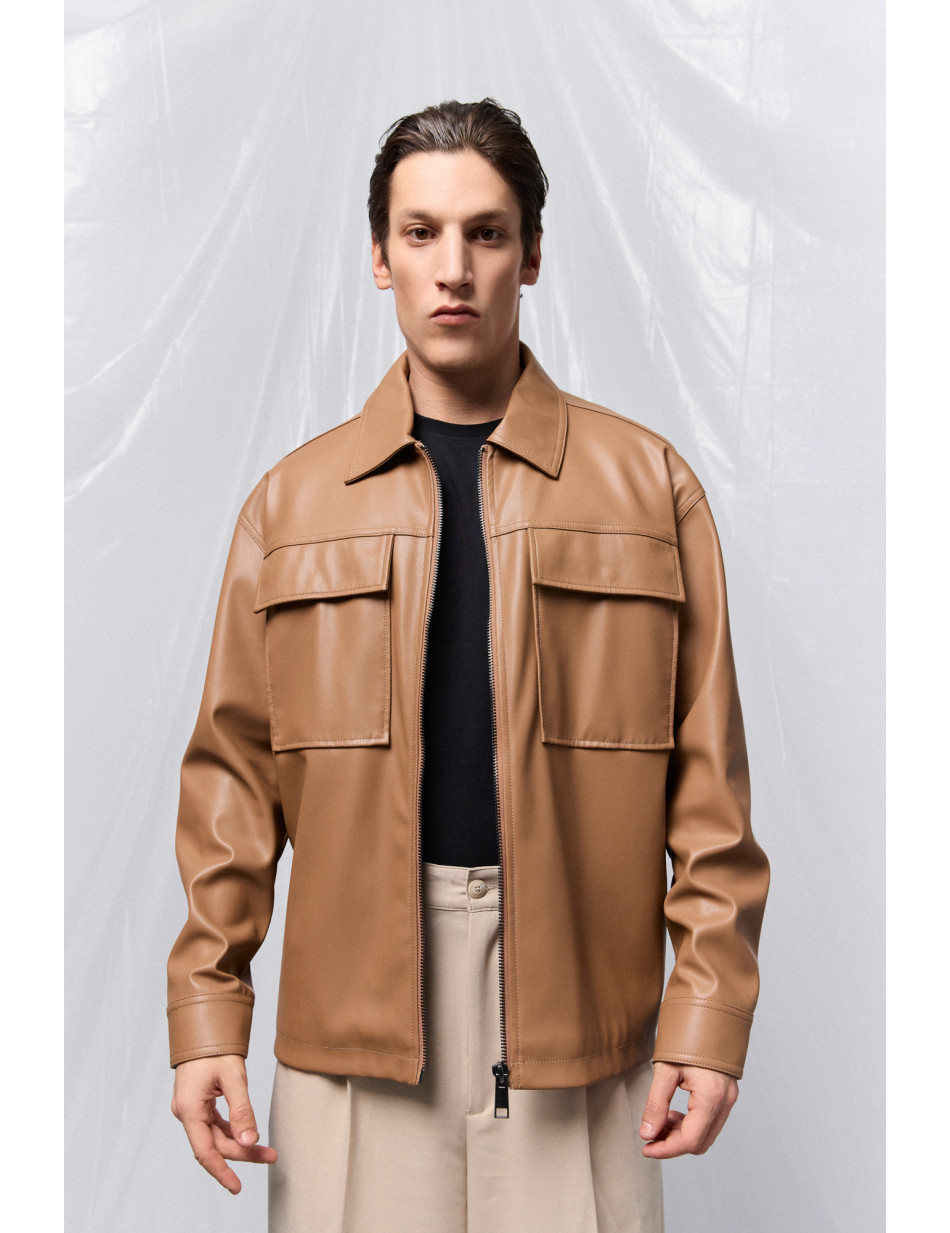 Biston fashion ανδρικό πανωφόρι από δερματίνη