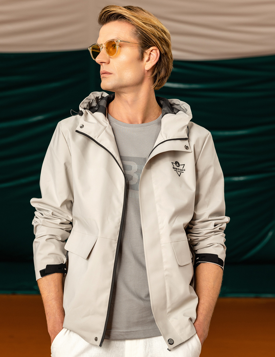 Biston fashion ανδρικό πανωφόρι με κουκούλα
