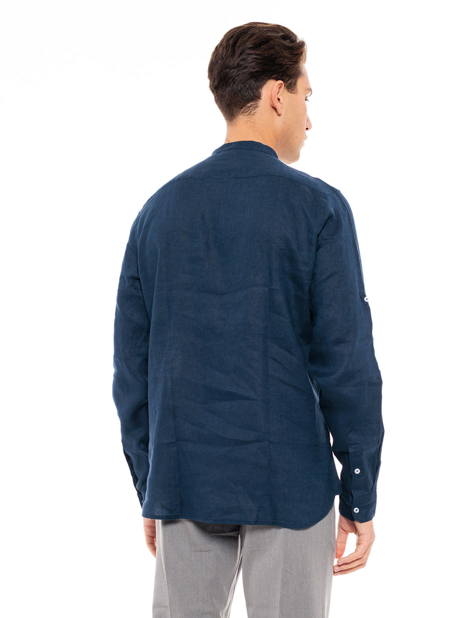 Smart fashion ανδρική λινή μπλούζα με mao γιακά