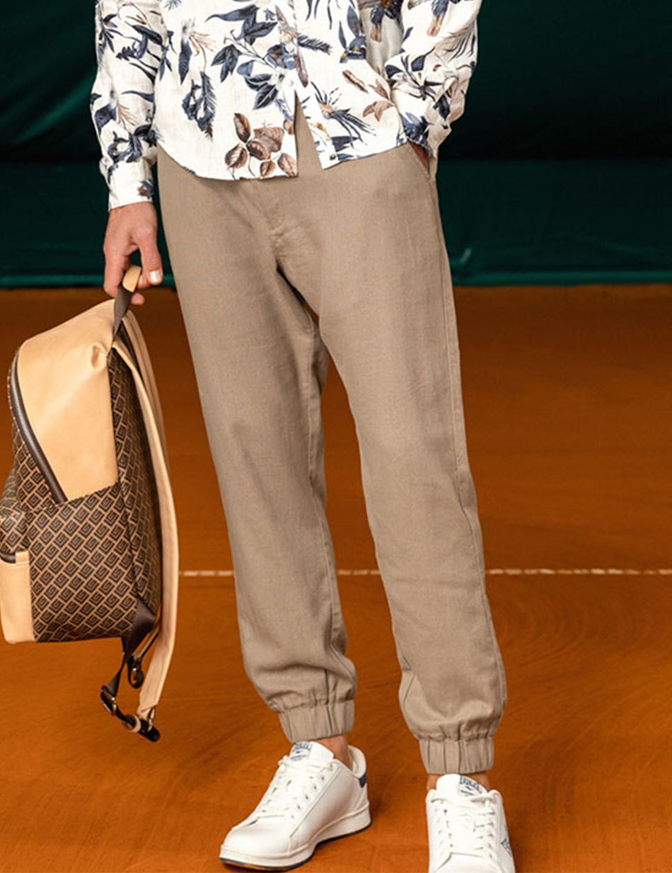 Biston fashion ανδρικό λινό chinos παντελόνι