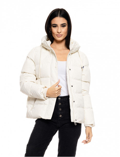 Biston fashion γυναικείο κοντό μπουφάν με ενσωματωμένη κουκούλα