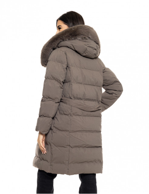 Biston fashion γυναικείο μακρύ μπουφάν με ενσωματωμένη κουκούλα