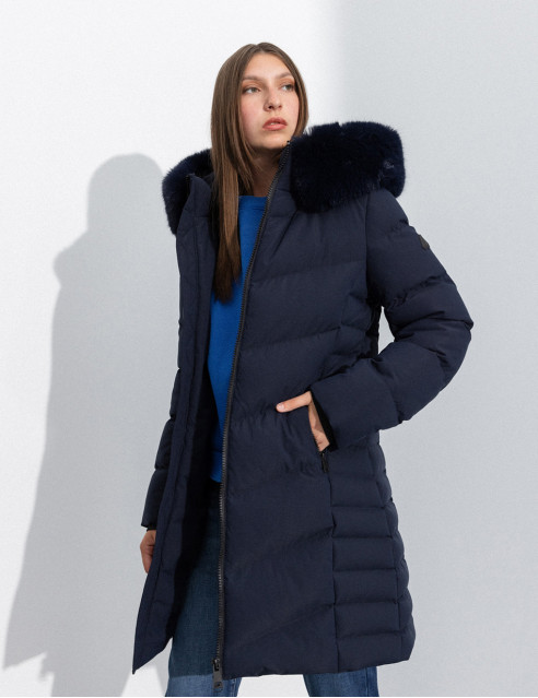 Splendid fashion γυναικείο μακρύ μπουφάν με αποσπώμενη κουκούλα