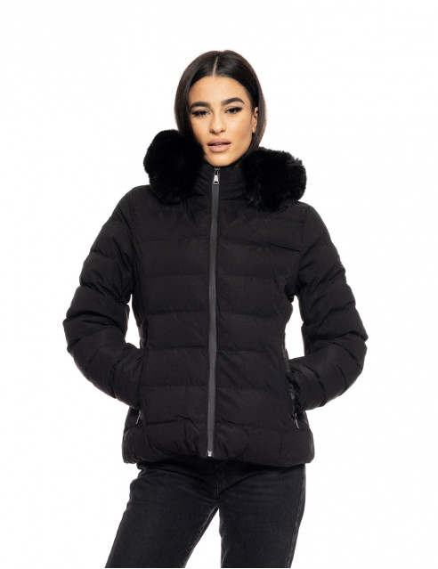 Biston fashion γυναικείο κοντό μπουφάν με αποσπώμενη κουκούλα