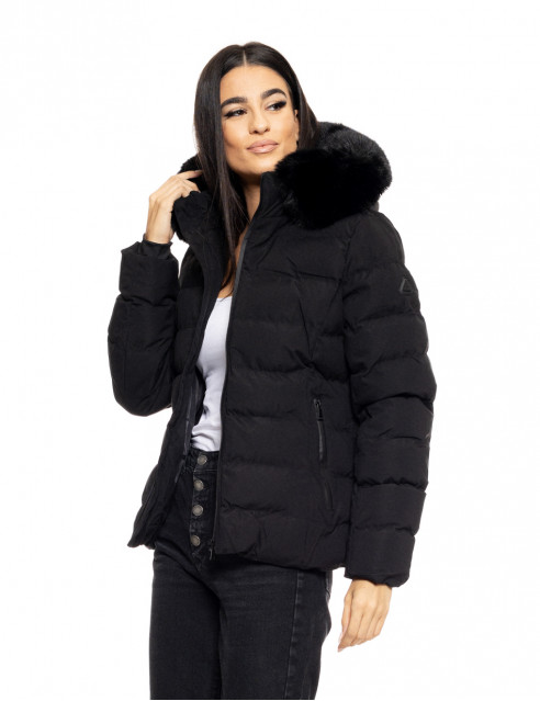 Biston fashion γυναικείο κοντό μπουφάν με αποσπώμενη κουκούλα