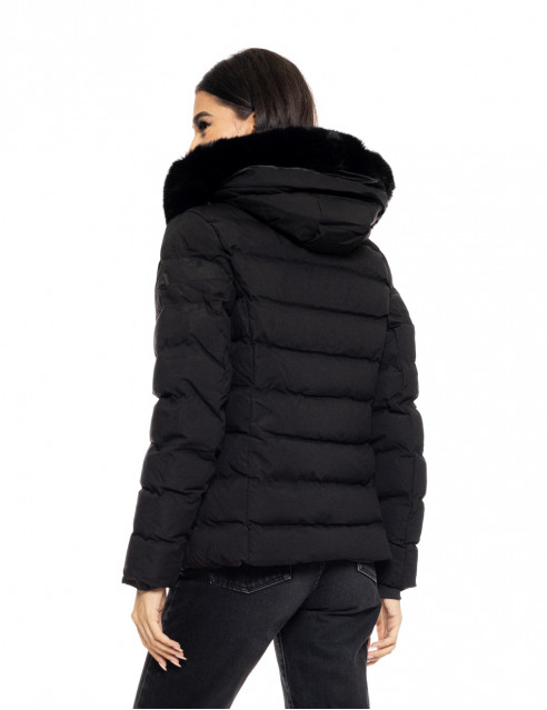 Biston fashion γυναικείο κοντό μπουφάν με αποσπώμενη κουκούλα