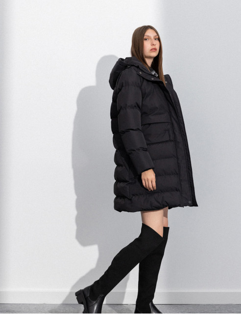 Splendid fashion γυναικείο μακρύ μπουφάν με ενσωματωμένη κουκούλα