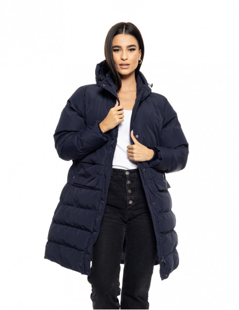Splendid fashion γυναικείο μακρύ μπουφάν με ενσωματωμένη κουκούλα