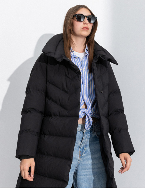 Splendid fashion γυναικείο μακρύ μπουφάν με γιακά
