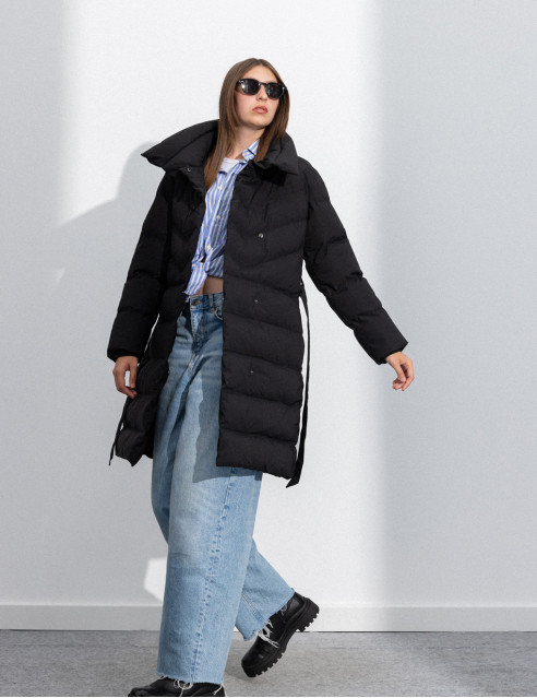 Splendid fashion γυναικείο μακρύ μπουφάν με γιακά