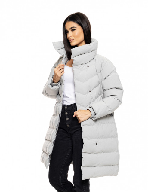 Splendid fashion γυναικείο μακρύ μπουφάν με γιακά