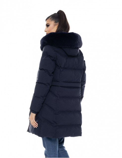 Biston fashion γυναικείο μακρύ μπουφάν με αποσπώμενη κουκούλα